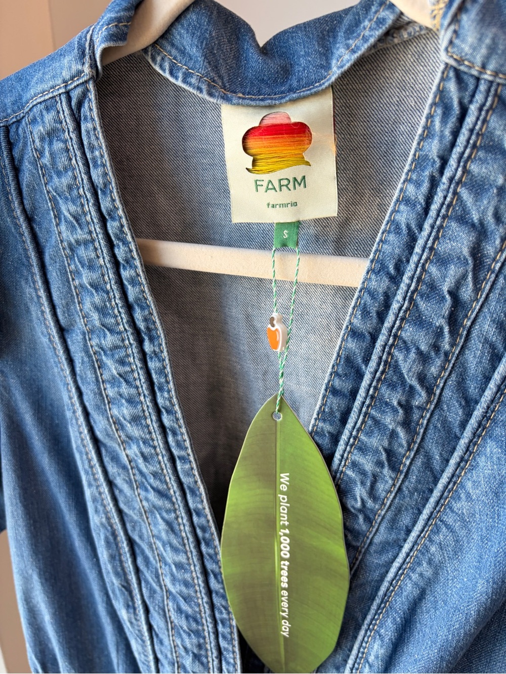 Farm Rio: Denim Ruffled Puff Sleeve Romper - Picture 10 of 10